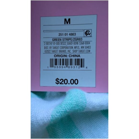 Stoney Clover Lane Linen-Blend Tie-Straps Peplum Tank – Green Stripe M - Picture 5 of 5